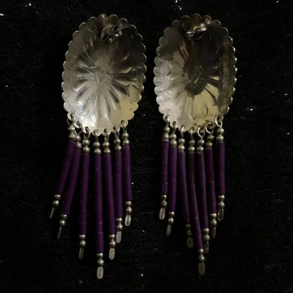 Vintage Hopi Purple Sugilite Concho earrings - Picture 7 of 9